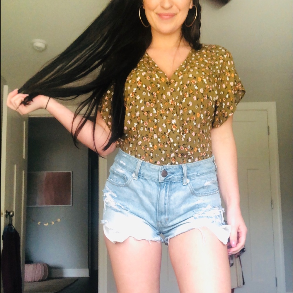 Green Floral Body Suit